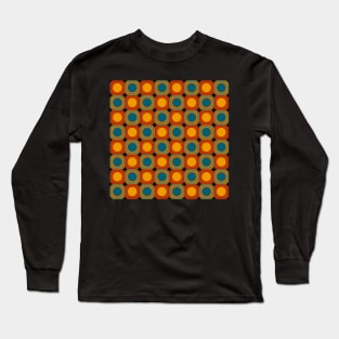 retro 1970's style orange blue and yellow pattern Long Sleeve T-Shirt